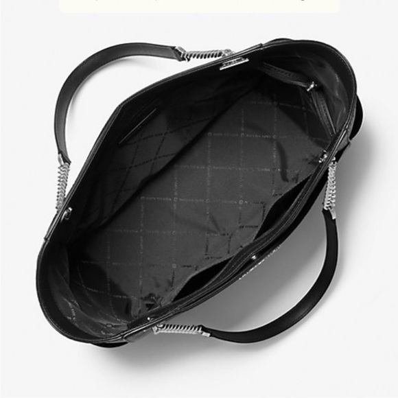Large Black Michael Kors Tote-Silver Hardware NWT - Picture 2 of 3